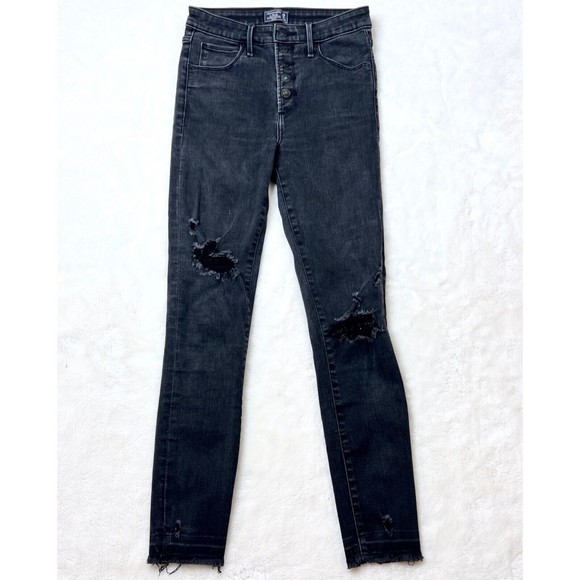 Abercrombie & Fitch Simone High Rise Ankle Jeans Size 26/2R Stretch Faded Black - Picture 1 of 7